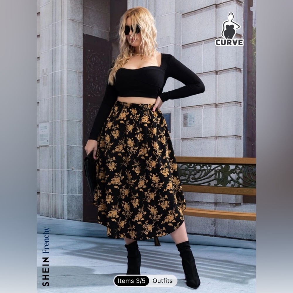 SHEIN Curve Floral Print Skirt - Size 4X (20)